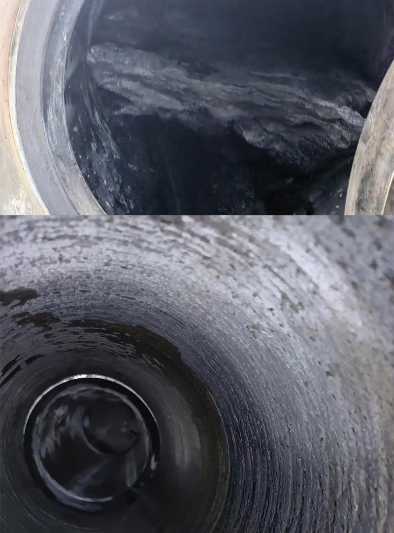 氣化爐四樓排黑管線清洗對(duì)比