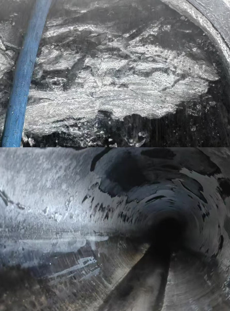 氣化排黑管線到水洗塔夸空管線清洗對(duì)比